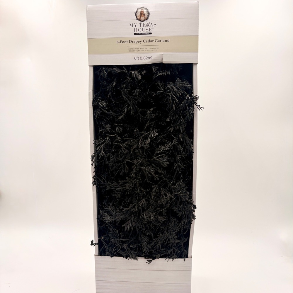 My Texas House 6-Foot Drapey Cedar Garland Black Artificial Halloween Decor 6ft